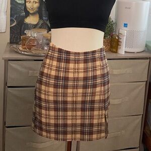 Brown Plaid Skirt